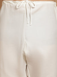 Anouk Beige Etnic Motif Tenunan Rekaan Kurta Lurus Dengan Jaket Churidar & Nehru