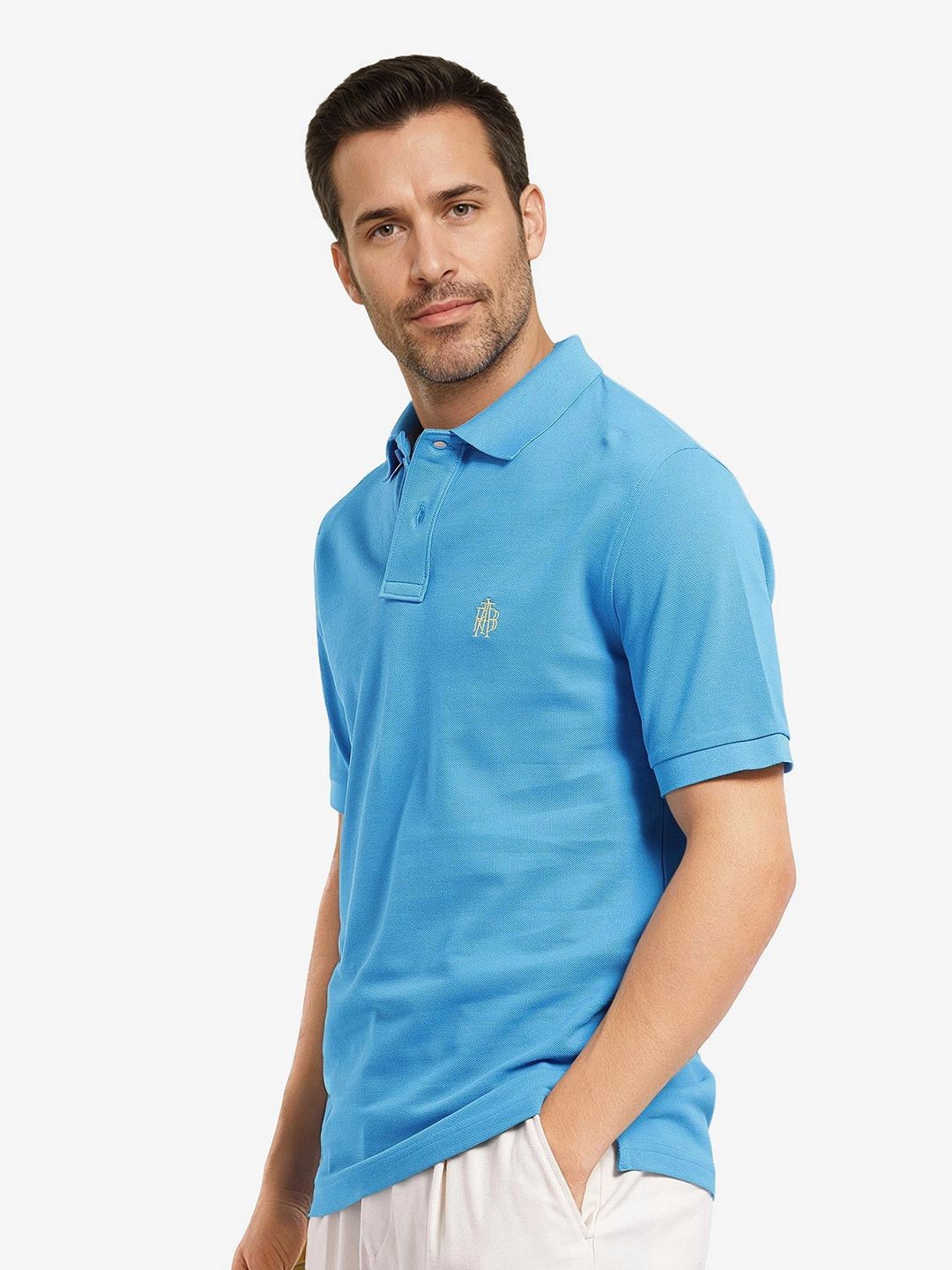 RARE RABBIT Men Solid Polo Collar Cotton T-shirt