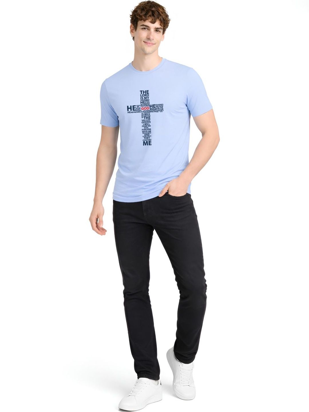 ADRO Typography Printed Round Neck Short Sleeves Regular Fit Pure Cotton T-shirt