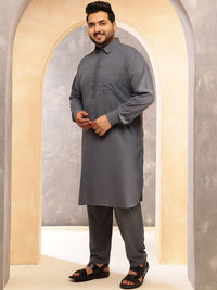 SOJANYA PLUS Shirt Collar Pathani Kurta With Pyjama
