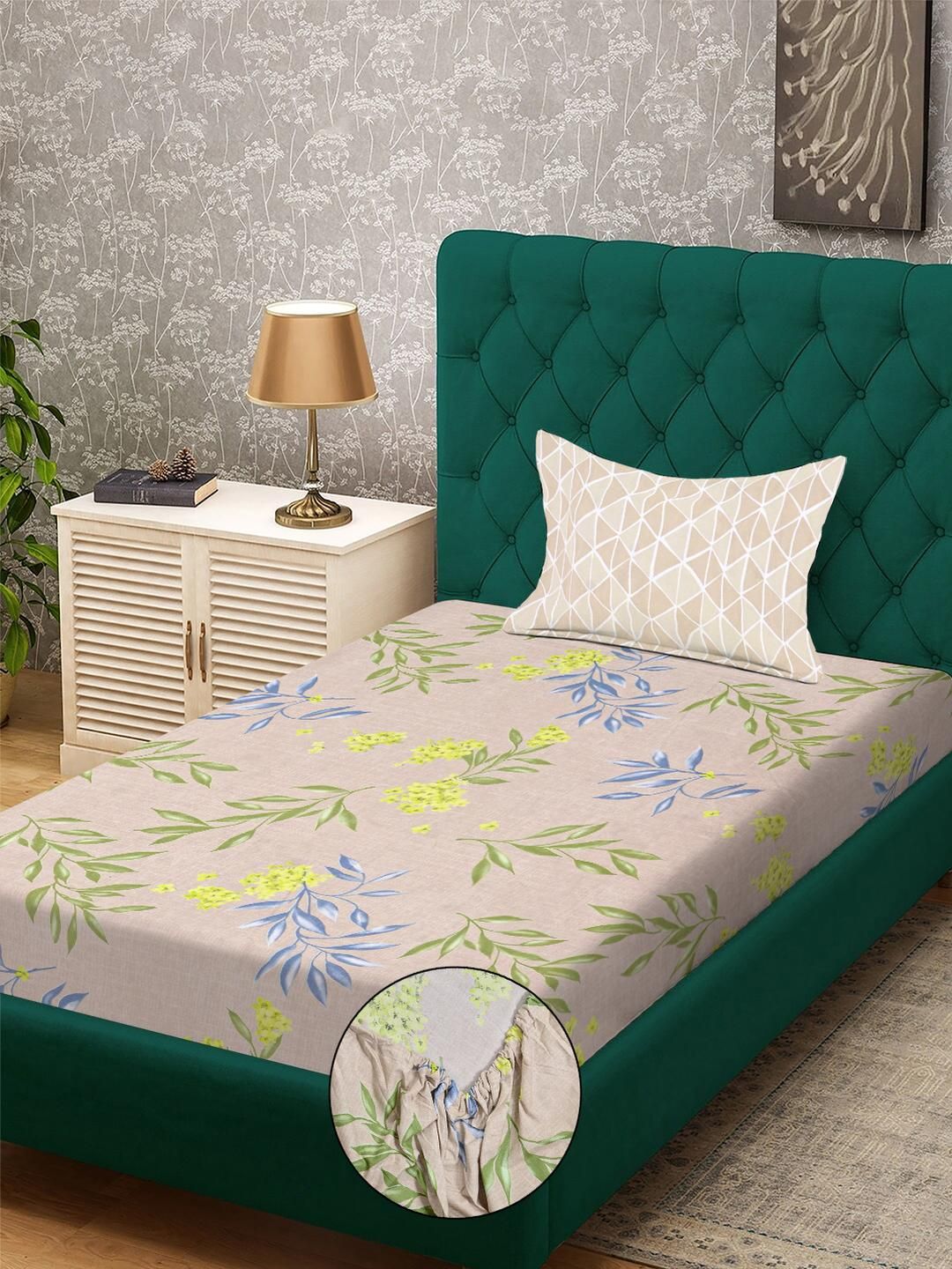 KLOTTHE Cadar Bujang Policotton Bunga Beige