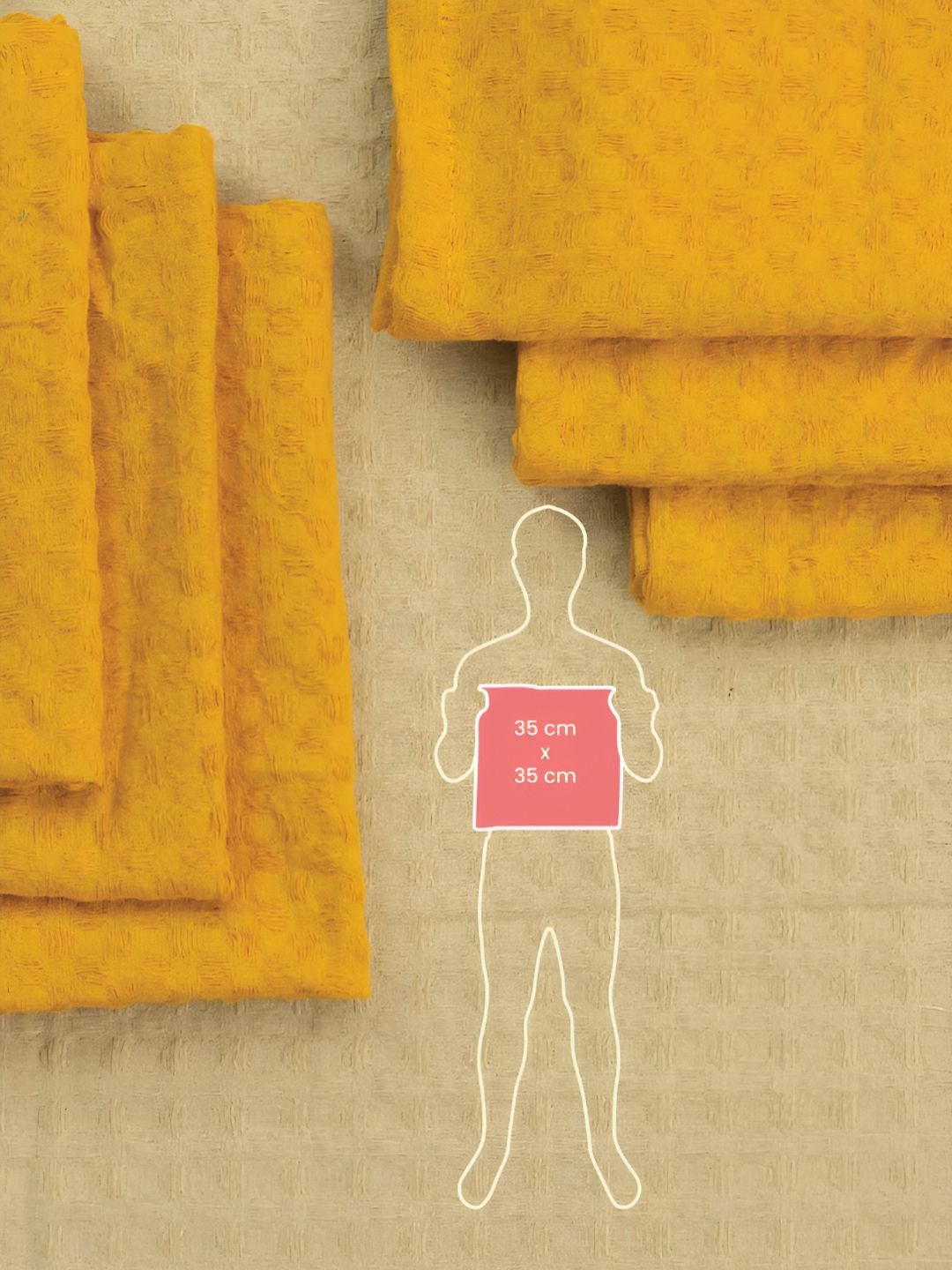 URBAN SPACE 6-Pcs Yellow Textured Cotton Table Napkins