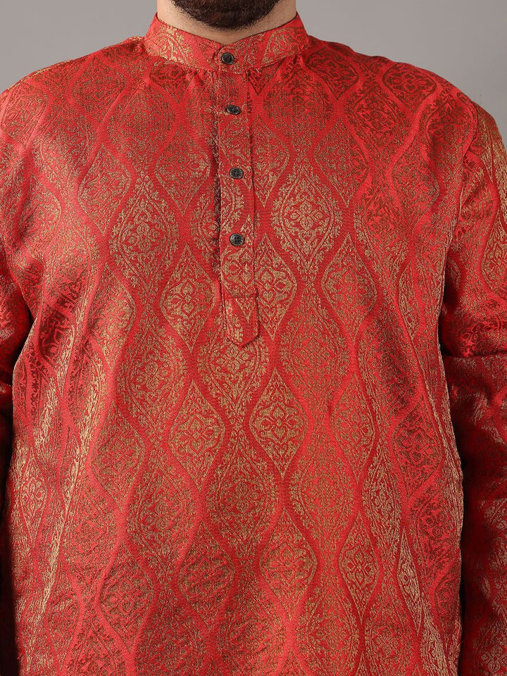 SOJANYA PLUS Plus Size Men Ethnic Motifs Woven Design Straight Kurta With Pyjamas