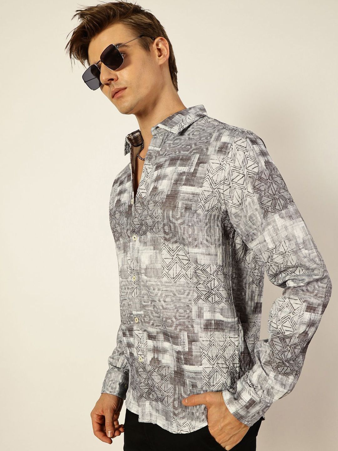 Thomas Scott Men Premium Slim Fit Opaque Printed Casual Shirt