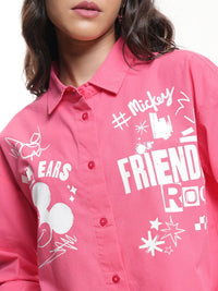 Tokyo Talkies Disney Women Mickey Mouse Printed Boxy Fit Crop Shirt
