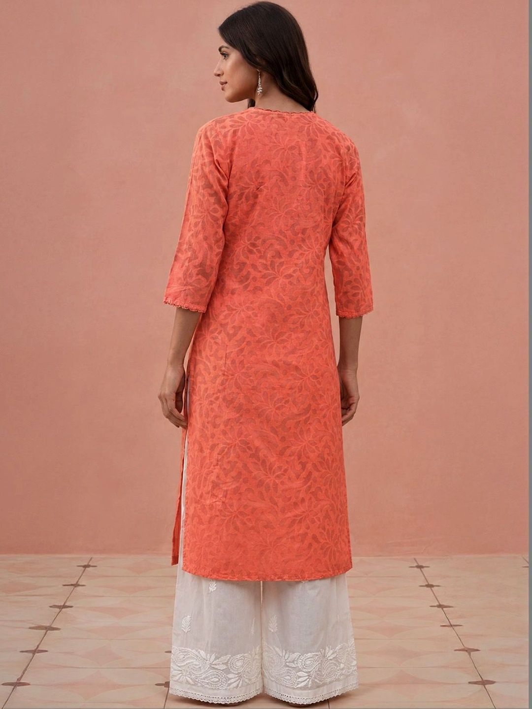 Rumah Wanita Chikankari Sulam Kurta Chikankari