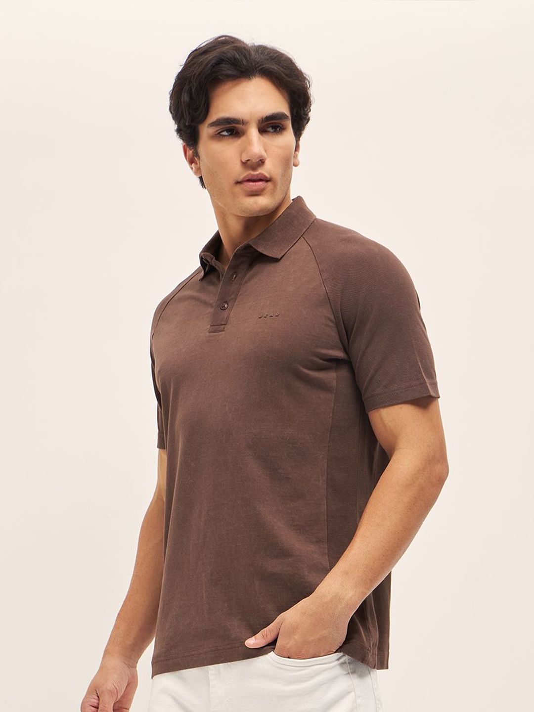 THE BEAR HOUSE Men Solid Regular Fit Polo Collar T-Shirt