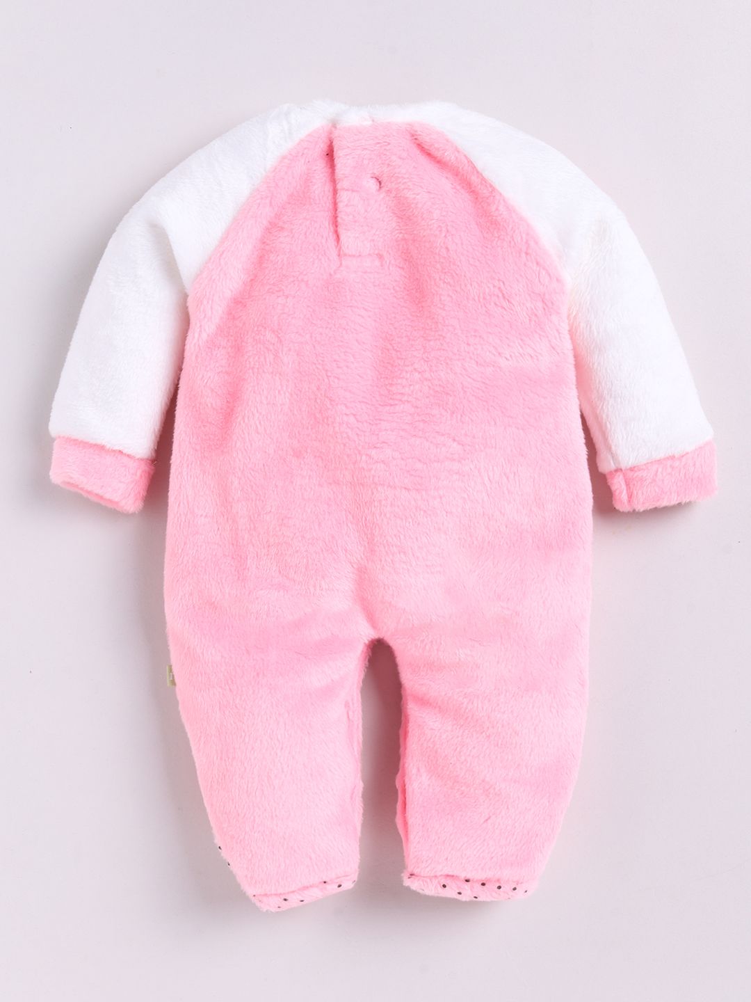 Moms Love Infant Girls Cotton Faux Fur Embroidered Sleepsuit