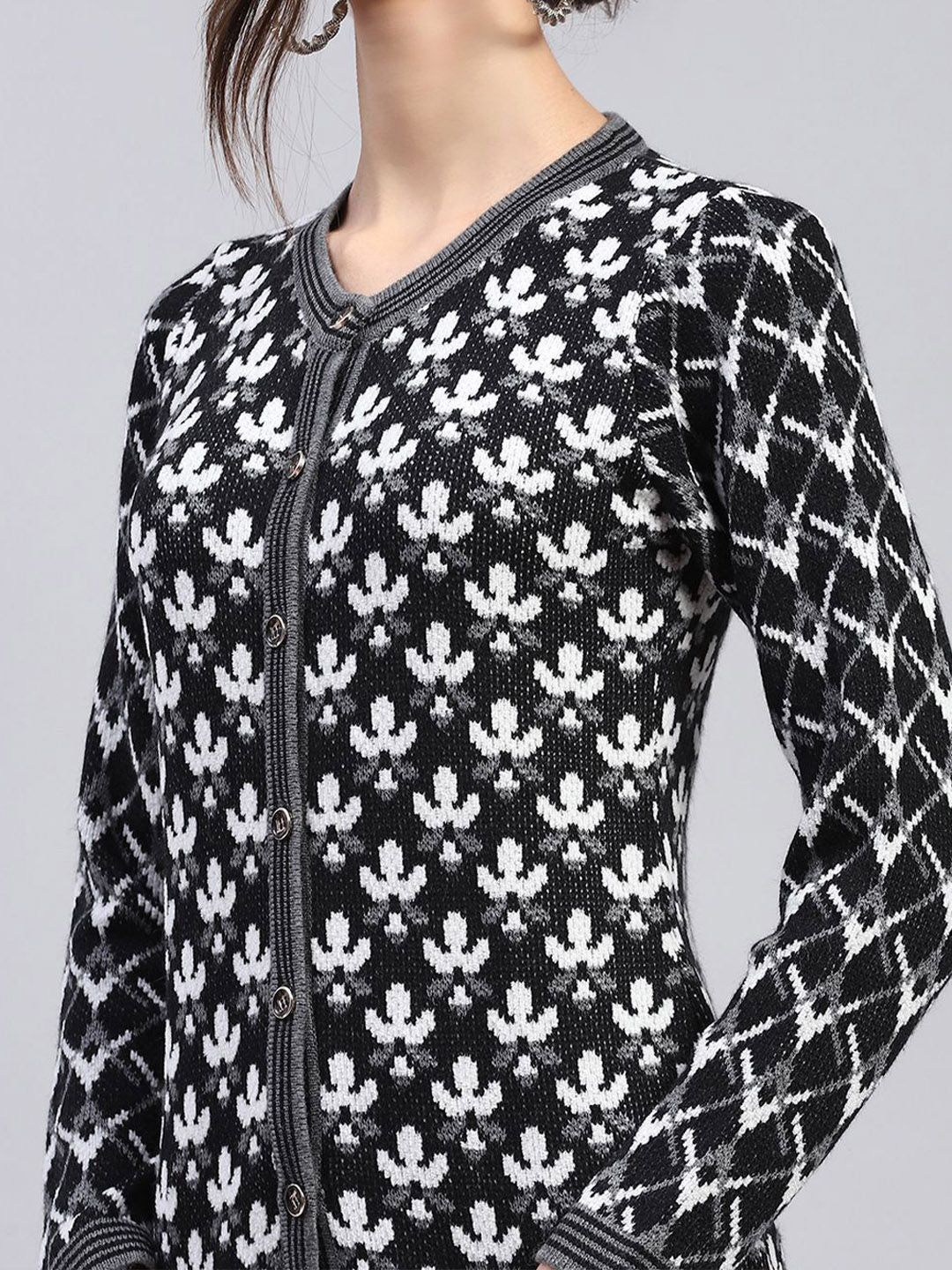 Monte Carlo Women Floral Woolen Cardigan
