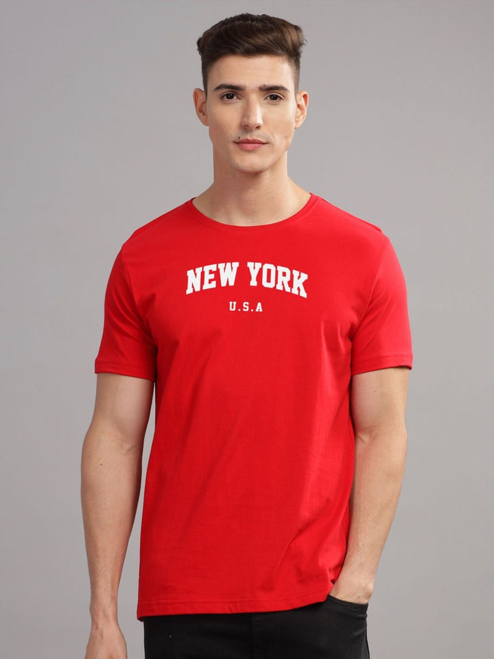 ADRO Men Typography Printed Applique T-shirt
