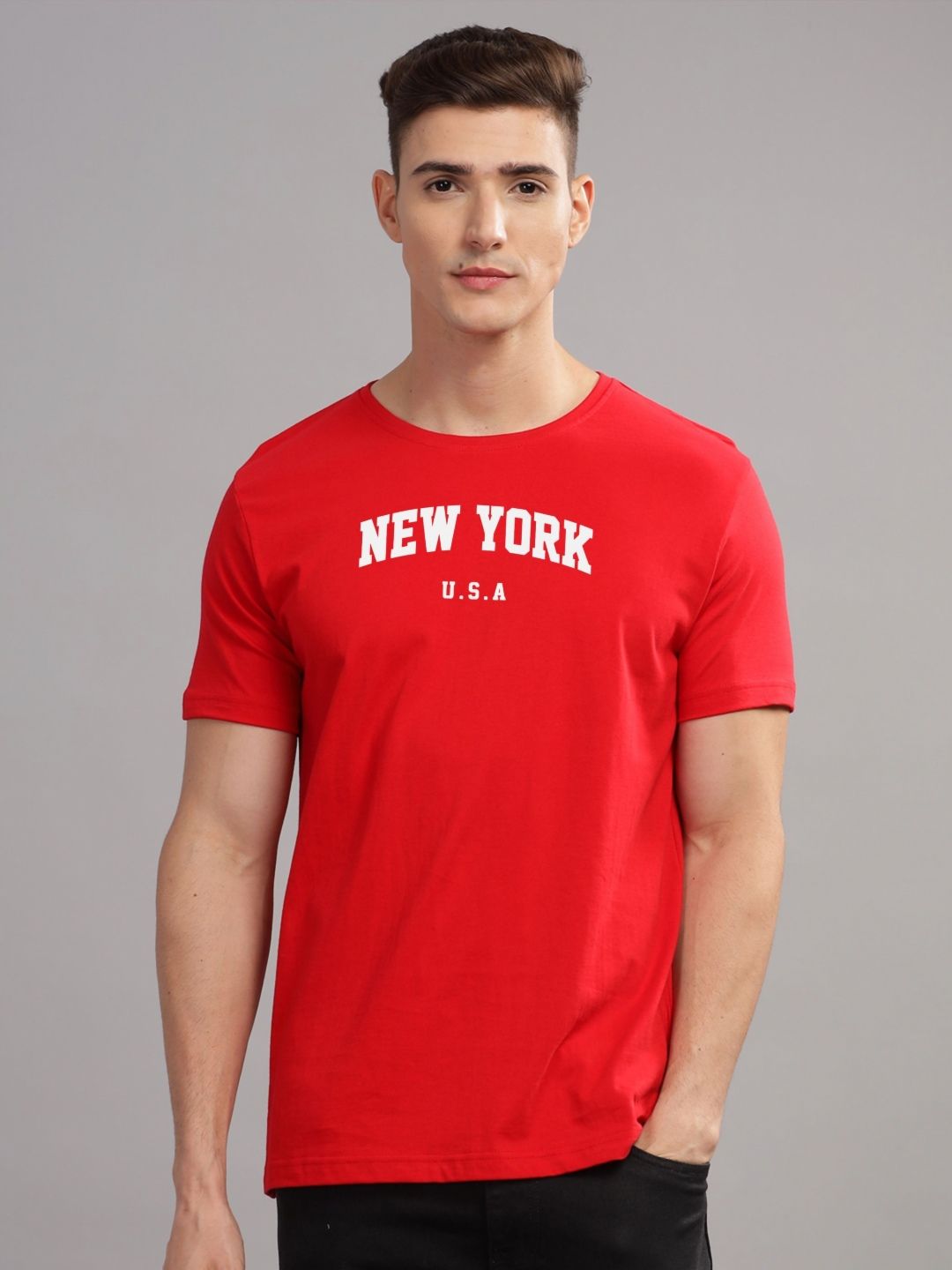 ADRO Men Typography Printed Applique T-shirt