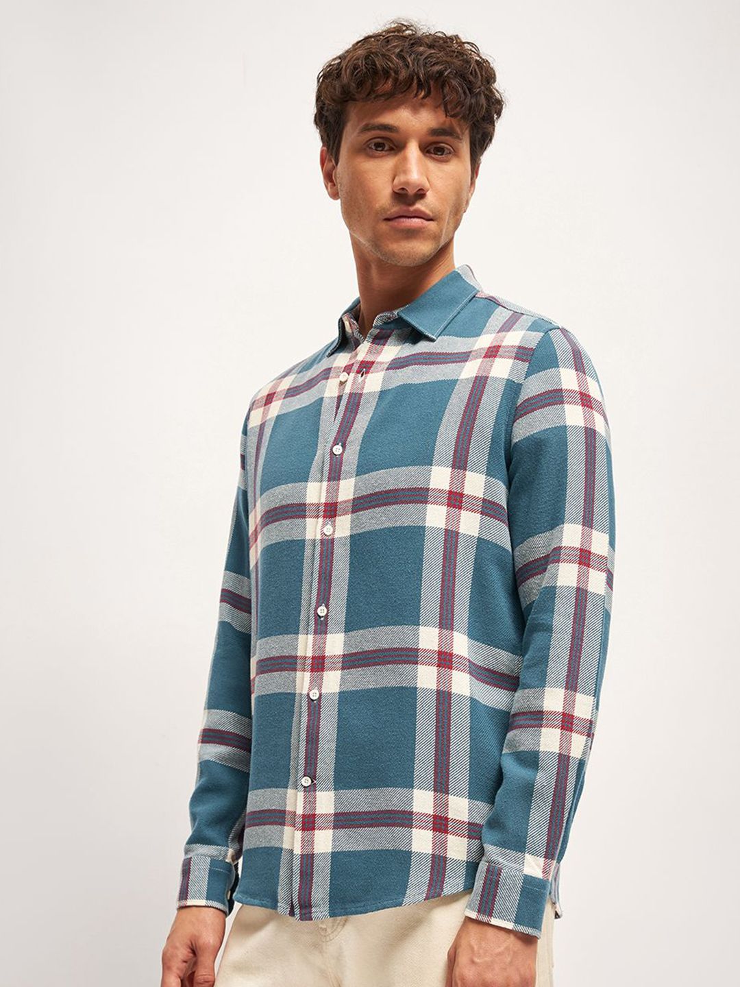 THE BEAR HOUSE Men Tartan Checks Opaque Slim Fit Casual Shirt