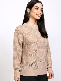 Tokyo Talkies Wanita Reka Bentuk Sendiri Lengan Panjang Pullover