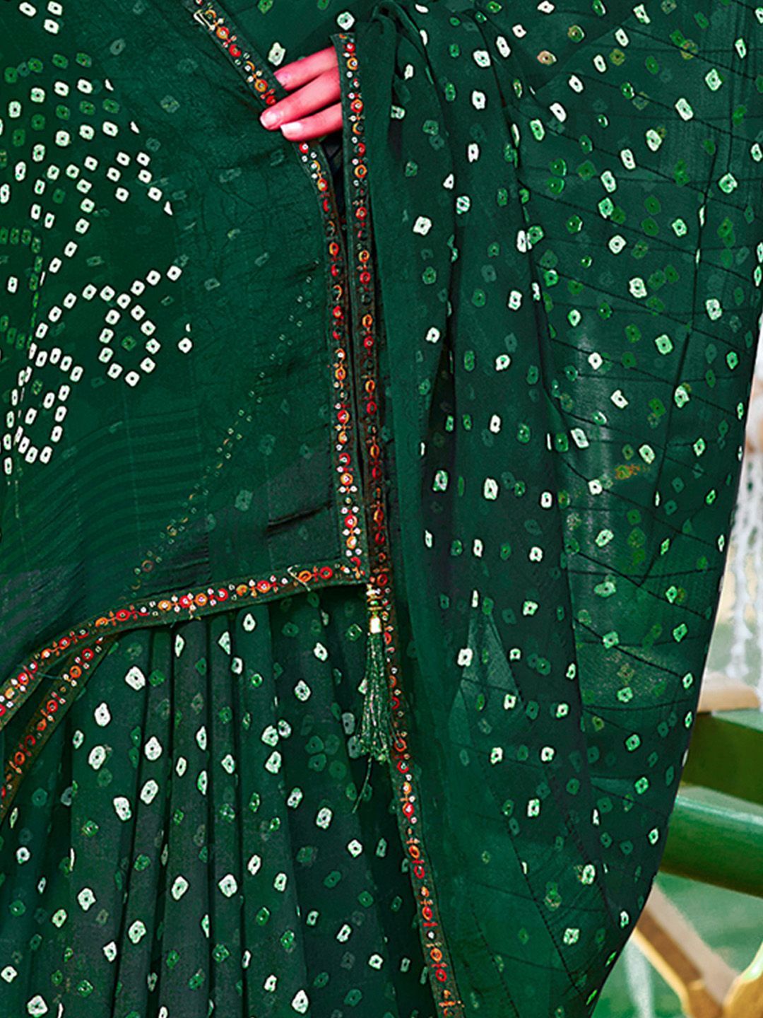 Saree mall Mirror Work Bandhani Sarees