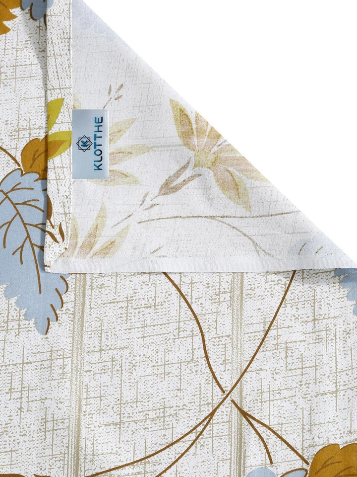 KLOTTHE Cream & Coklat Floral Printed Cotton 400 TC Set Cadar King 2.5 m x 2.25 m