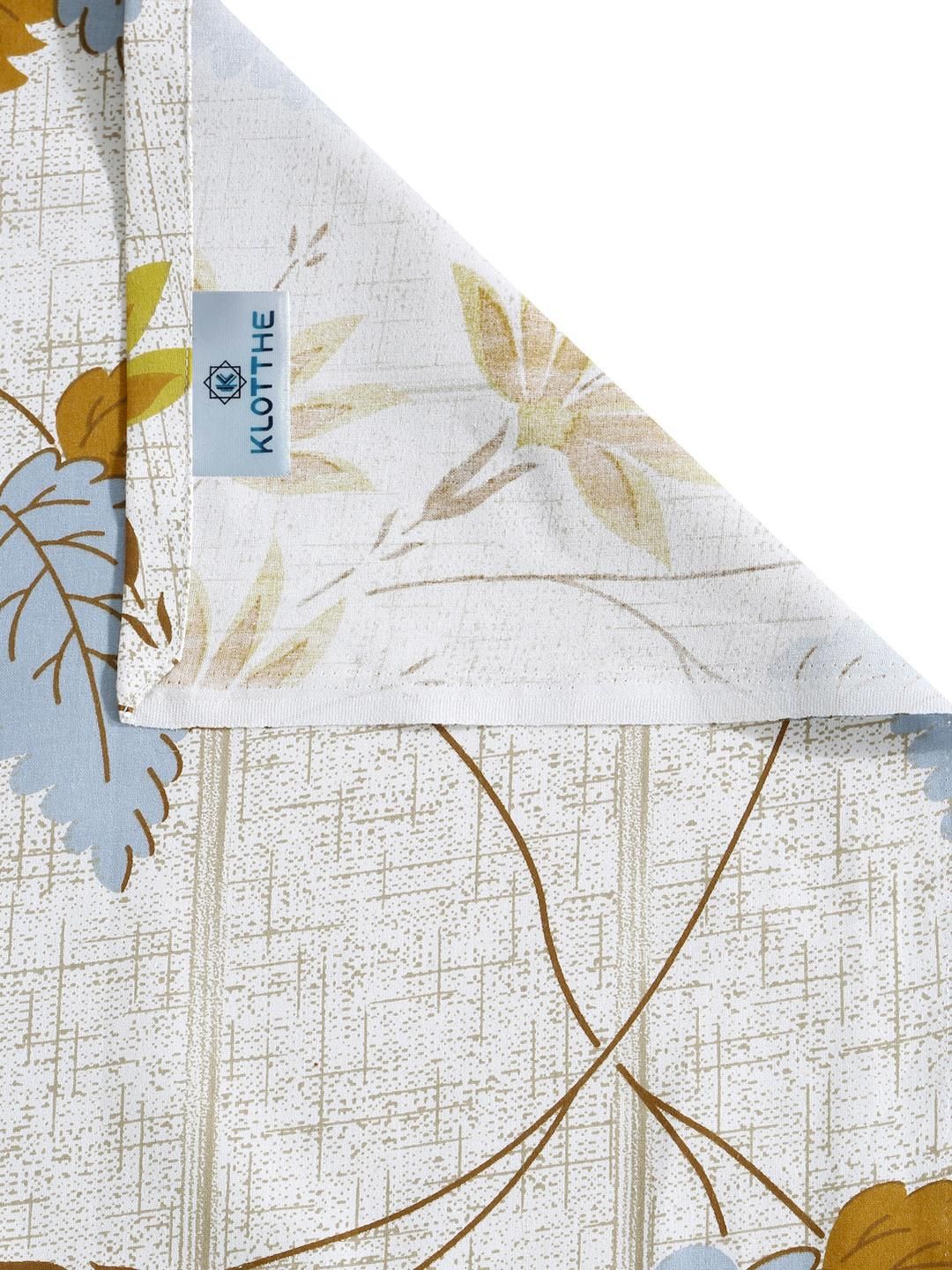 KLOTTHE Cream & Coklat Floral Printed Cotton 400 TC Set Cadar King 2.5 m x 2.25 m