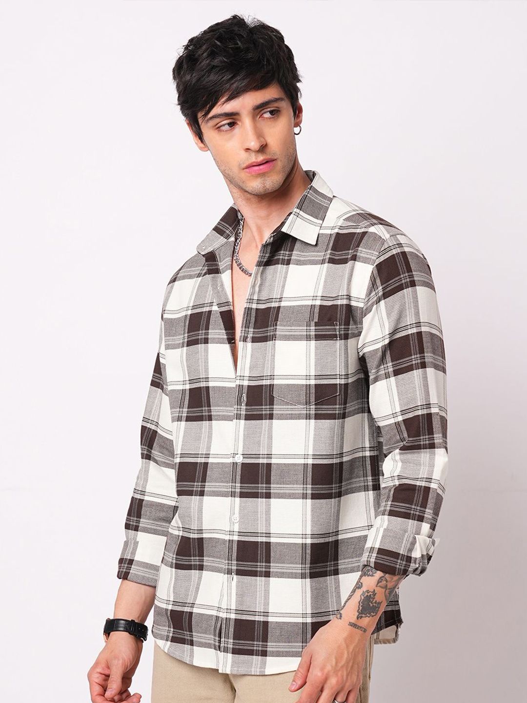 VASTRADO Classic Tartan Checked Slim Fit Pure Cotton Shirt