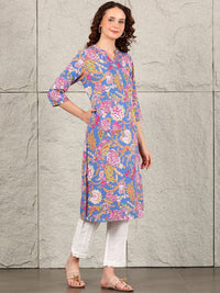 W Women Floral Printed Flared Sleeves Sequinned Kurta