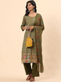 Kurta Lurus Kapas Tulen Bercetak Mamicha Bandhani dengan Palazzos & Dupatta