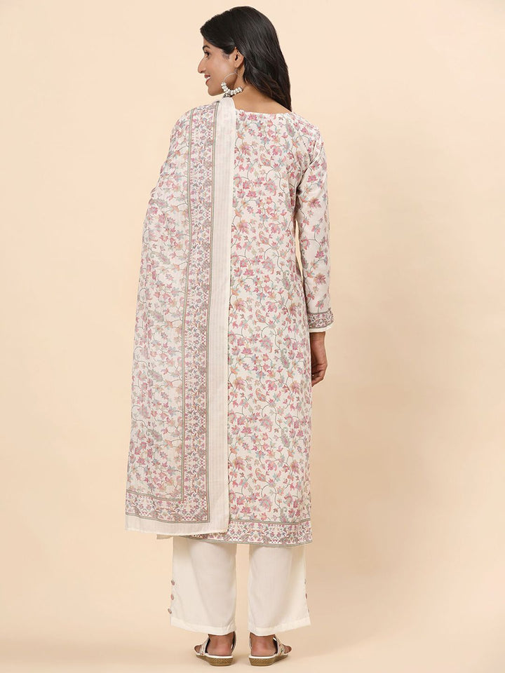 Mamicha Women Floral Printed Regular Pure Cotton Kurta with Palazzos & With Dupatta