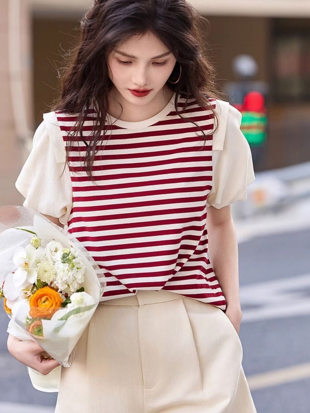 DressBerry Striped Round Neck Cotton Regular Fit T-shirt