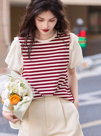 DressBerry Striped Round Neck Cotton Regular Fit T-shirt