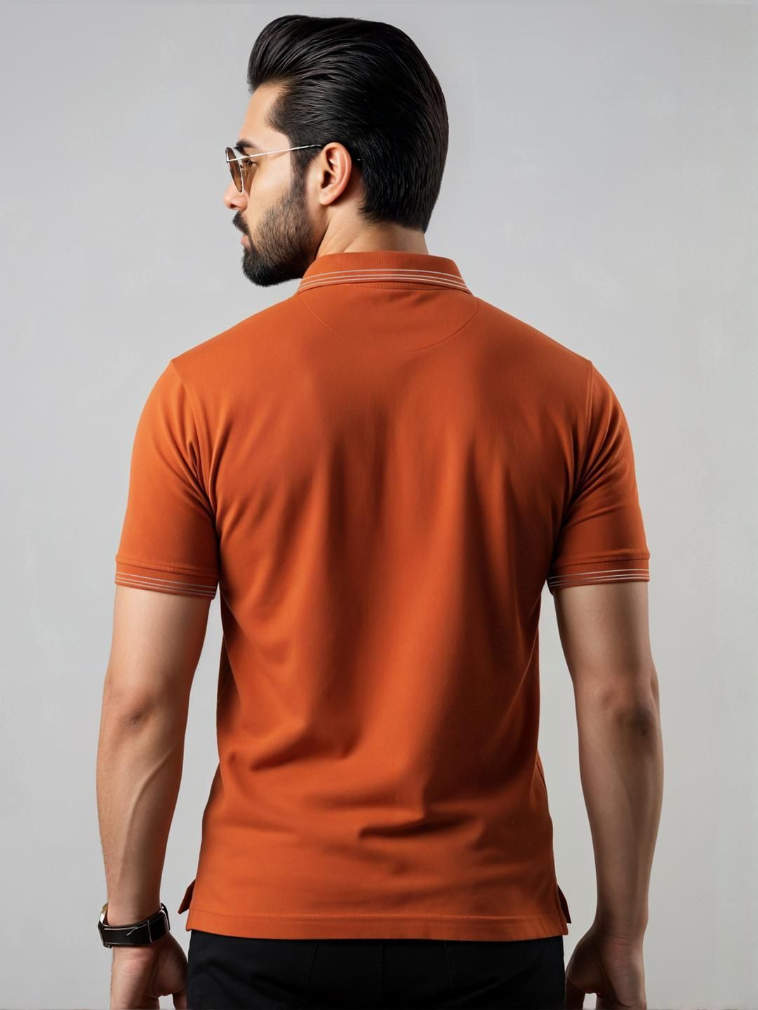 ADRO Men Orange Cotton Tshirts
