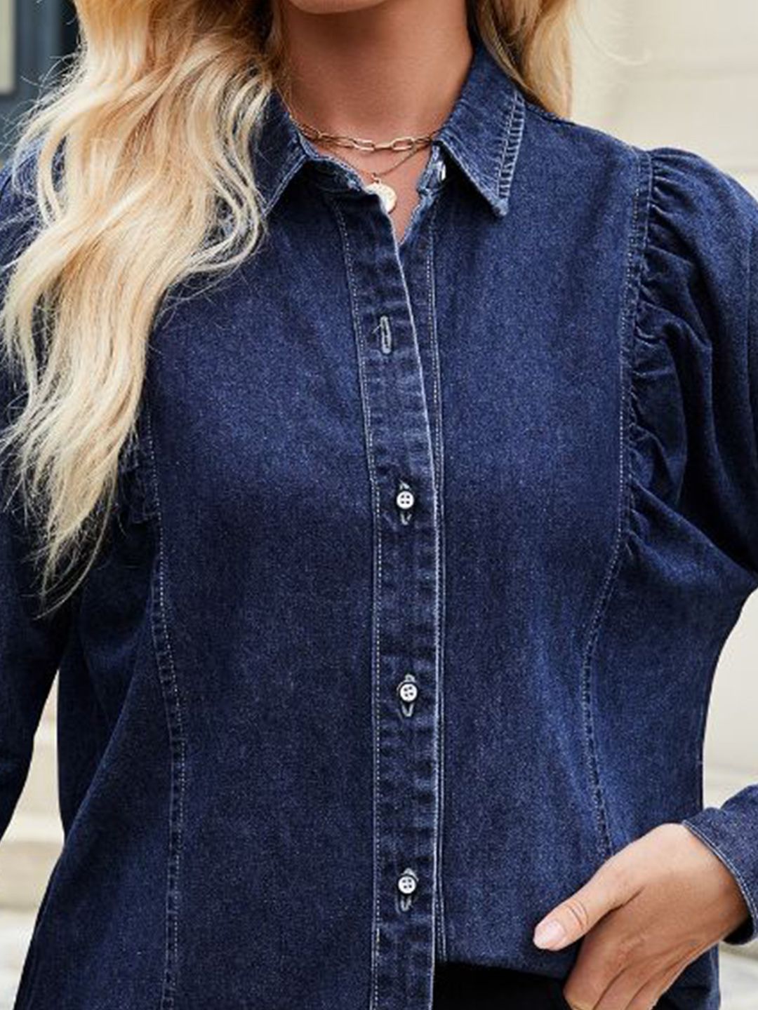 all about you Women Oversized Fit Solid Spread Collar Cotton Casual Shirt
