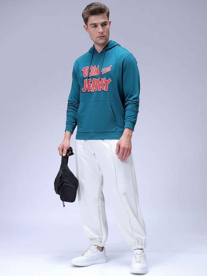The Indian Garage Co Men Regular Fit Tom & Jerry Printed Overhead Hooded Sweatshirt