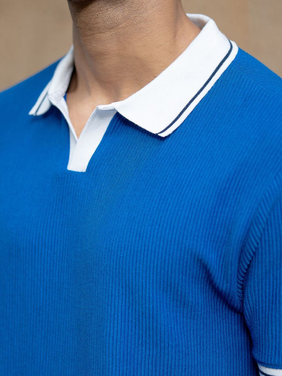 Powerlook SS25 Colourblocked Contrast Polo Collar T-Shirt