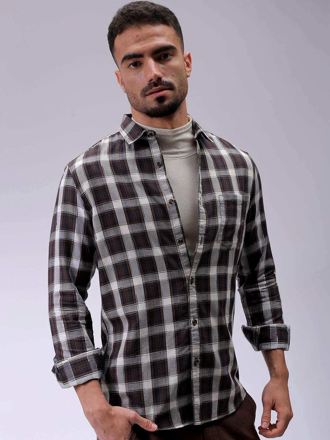 The Indian Garage Co Men Slim Fit Checked Casual Shirt