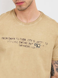 SPYKAR Men Typography Printed Round Neck Cotton Slim Fit T-shirt