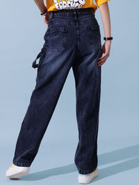 STREET 9 Women Comfort Slash Knee Light Fade Wide Leg Cotton Denim Jeans