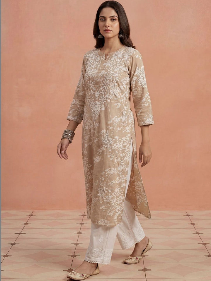 Kurta Sulam Benang Sulam Wanita Rumah Chikankari