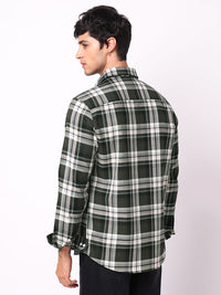 VASTRADO Men Classic Slim Fit Tartan Checked Spread Collar Cotton Casual Shirt
