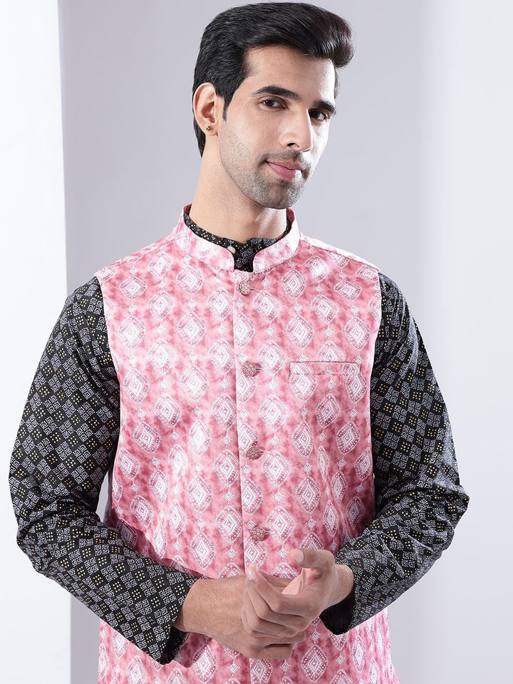 Anouk Men Printed Jodhpuri Kurta dengan Piyama