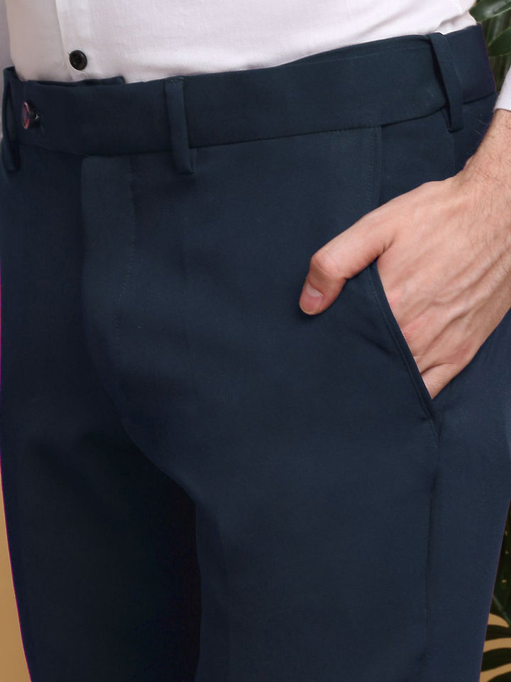 KLOTTHE Men Slim Fit Mid-Rise Formal Trouser