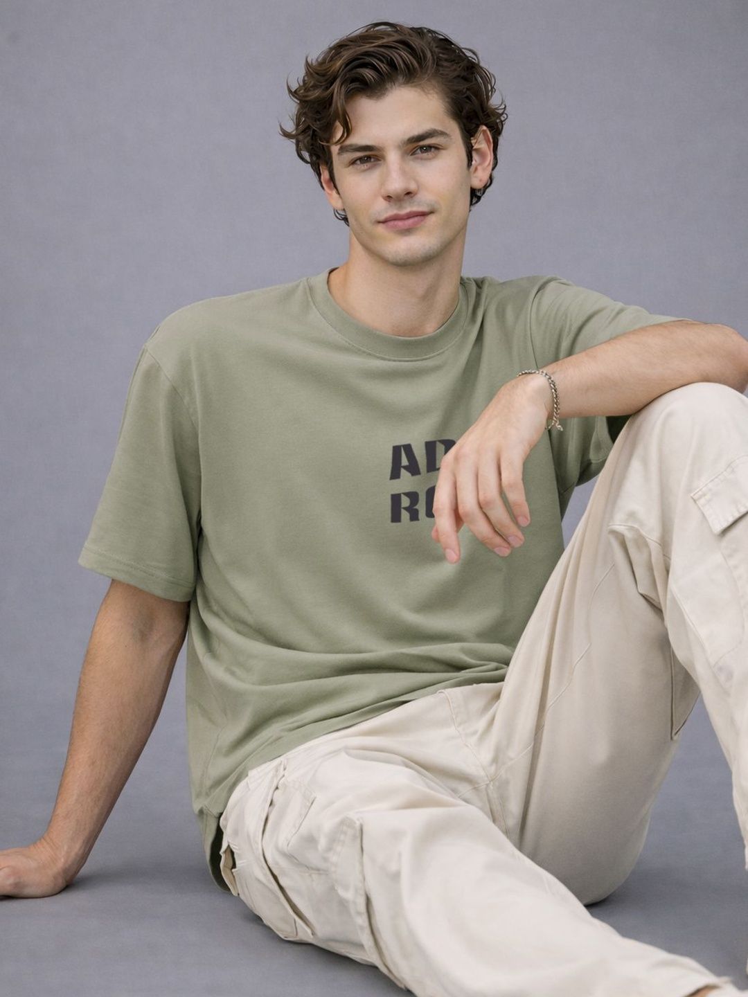 ADRO Men Printed Drop-Shoulder Sleeves T-shirt