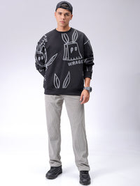 Garage India Co Mens Black Overhead Overhead-Crewneck Sweatshirts