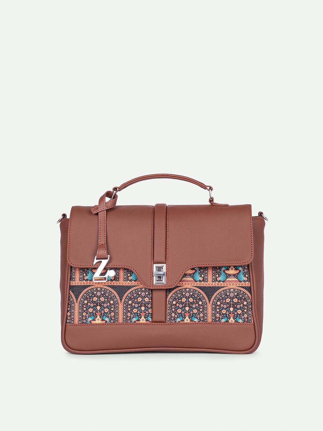 Zouk Peacock Motif Dicetak Satchel Struktur