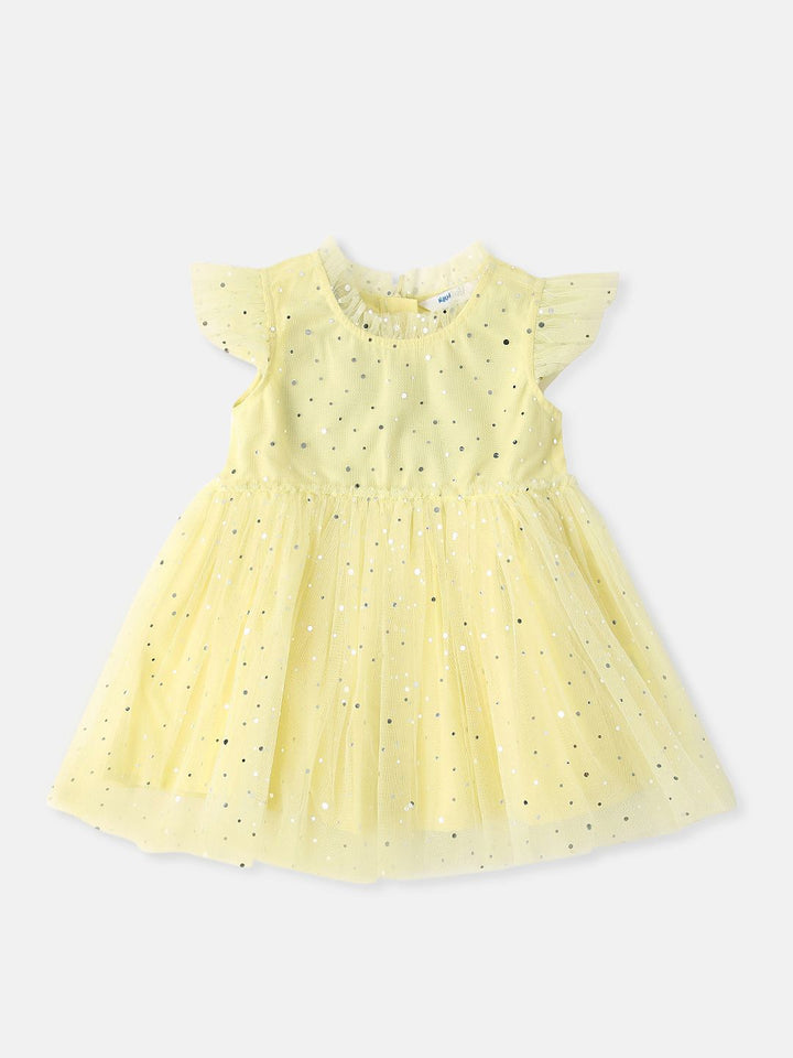 Nauti Nati Girls Shimmery Party Frock With Ruffle Sleeves