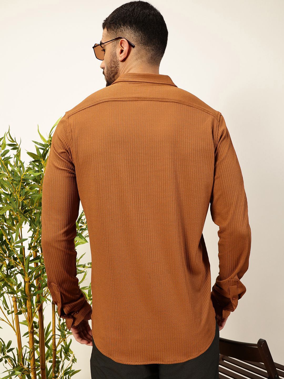 Thomas Scott 
Men Premium Slim Fit Vertical Stripes Textured Casual Shirt