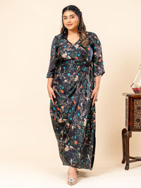 Mamicha Women Floral Print Pakaian Georgette Fit & Flare