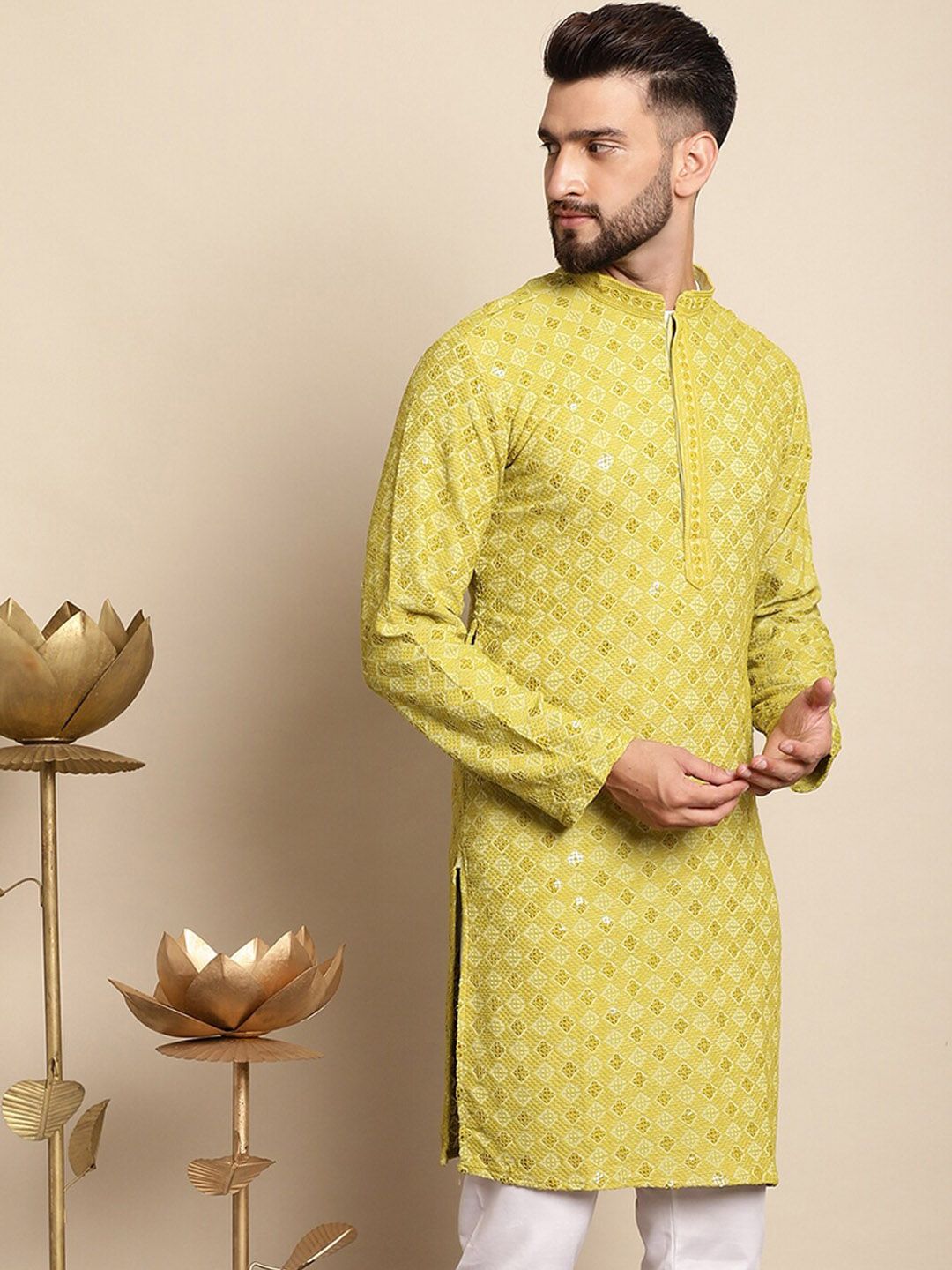 Anouk Ethnic Motifs Embroidered Thread Work Cotton Kurta