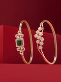 Set Mutiara Zaveri 2 Gelang Kada Cubic Zirconia Rose Saduran Emas