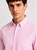 ADRO Men Pink & White Mini Checked Regular Fit Casual Cotton Shirt