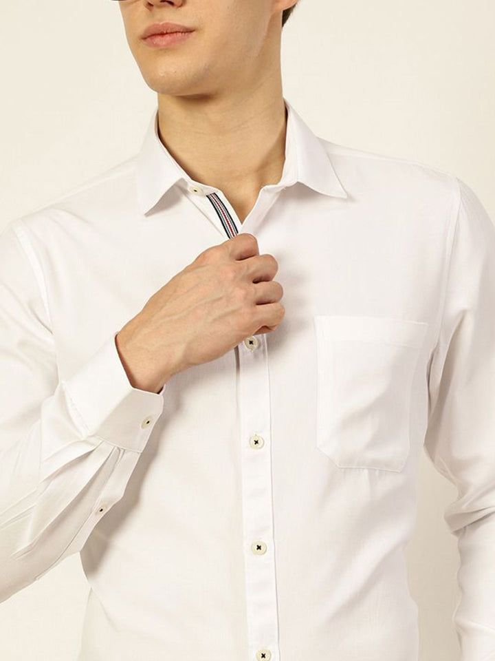 Thomas Scott Men Smart Cutaway Collar Solid Cotton Formal Shirt