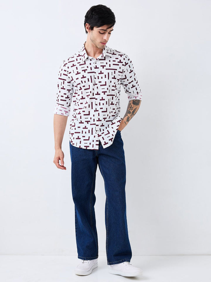 SPYKAR Men Spread Collar Geometric Printed Casual Shirt