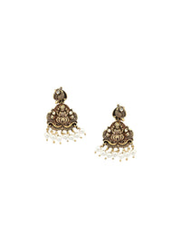 KARATCART Gold-Plated Artificial Stone-Studded & Beaded Laxmi Mata Temple Jewellery Set