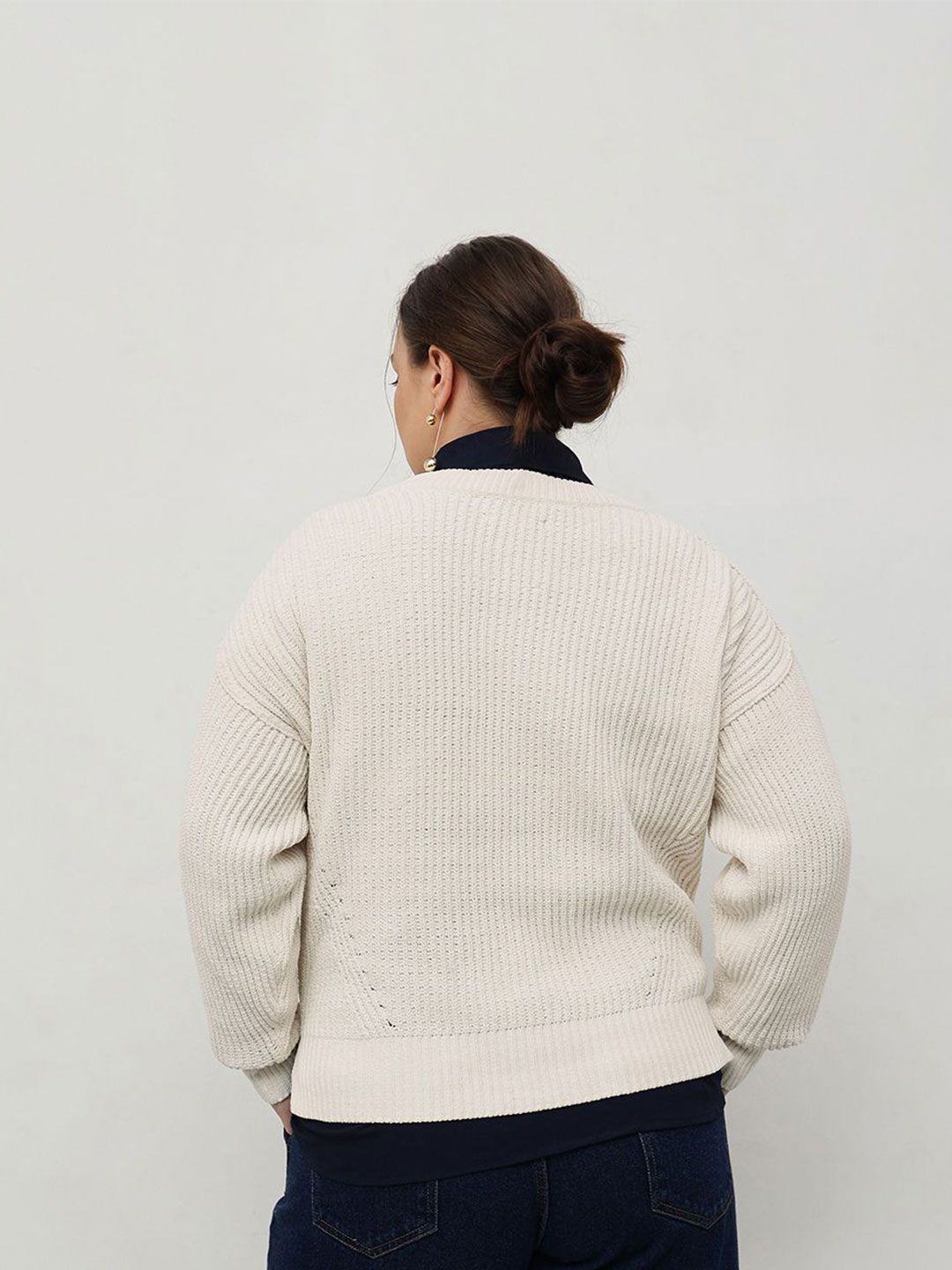 CURVY STREET Women Cable Knit Pullover Sweater